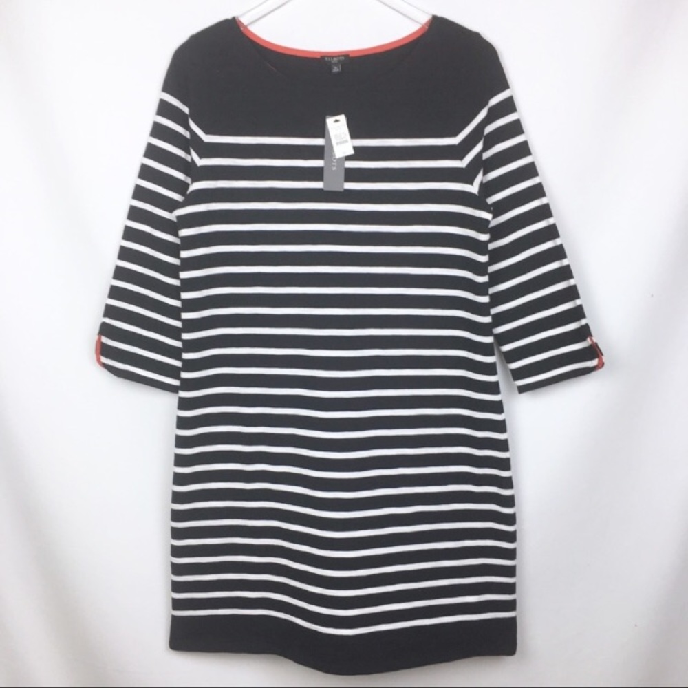 Talbots | Black & White Stripe Sweater Dress LP